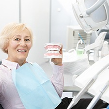 Older woman visits dentist in Houston