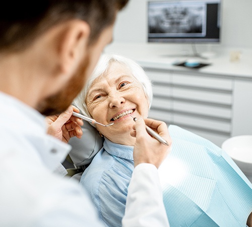 senior woman at her dental checkup 