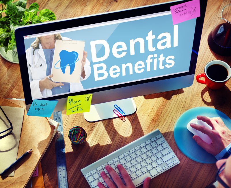 computer with Dental Benefits on the screen